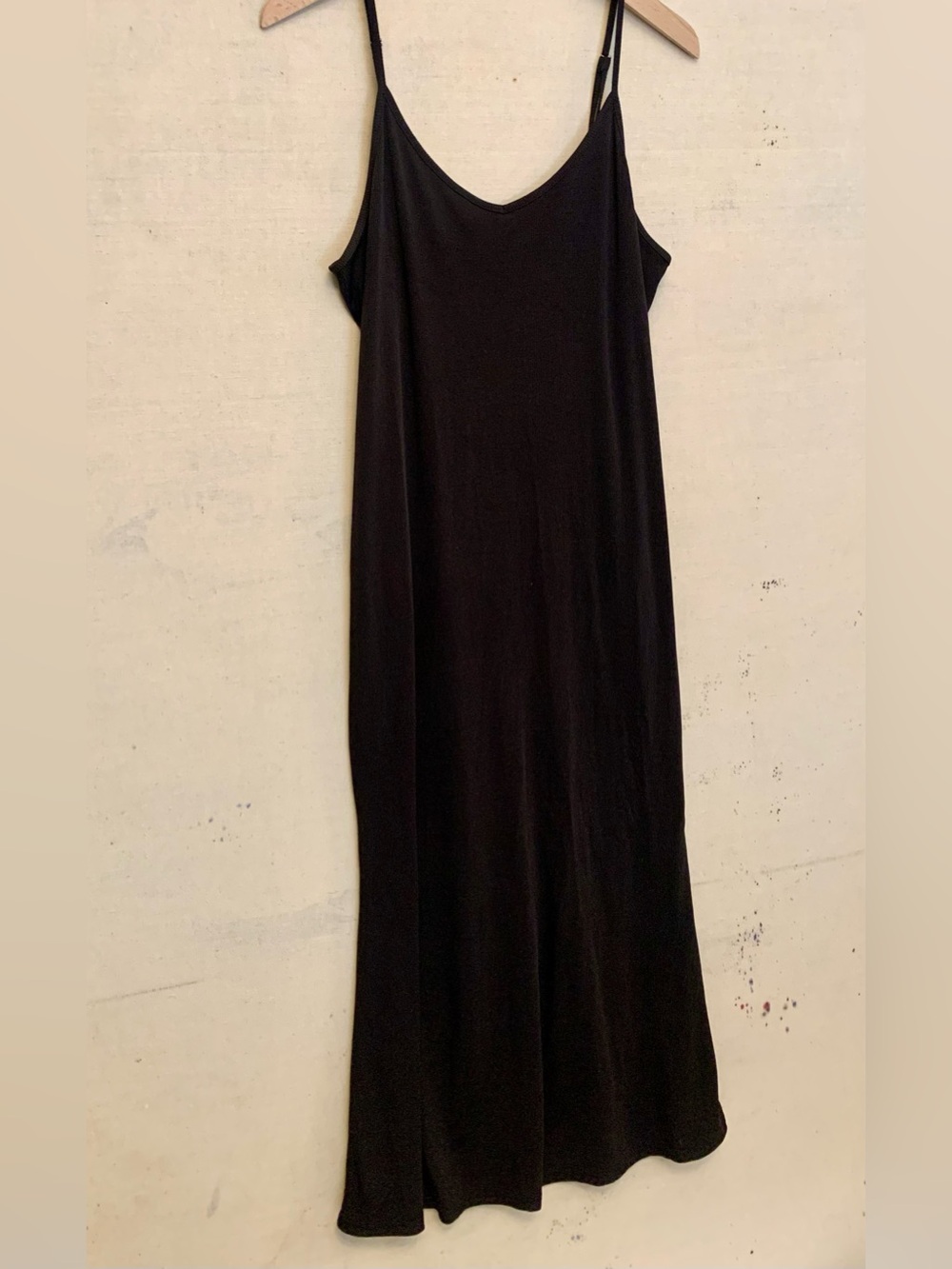 Cider Ribbed Black Slip Maxi Dress with Thin Straps, Women’s Size 0XL (12)